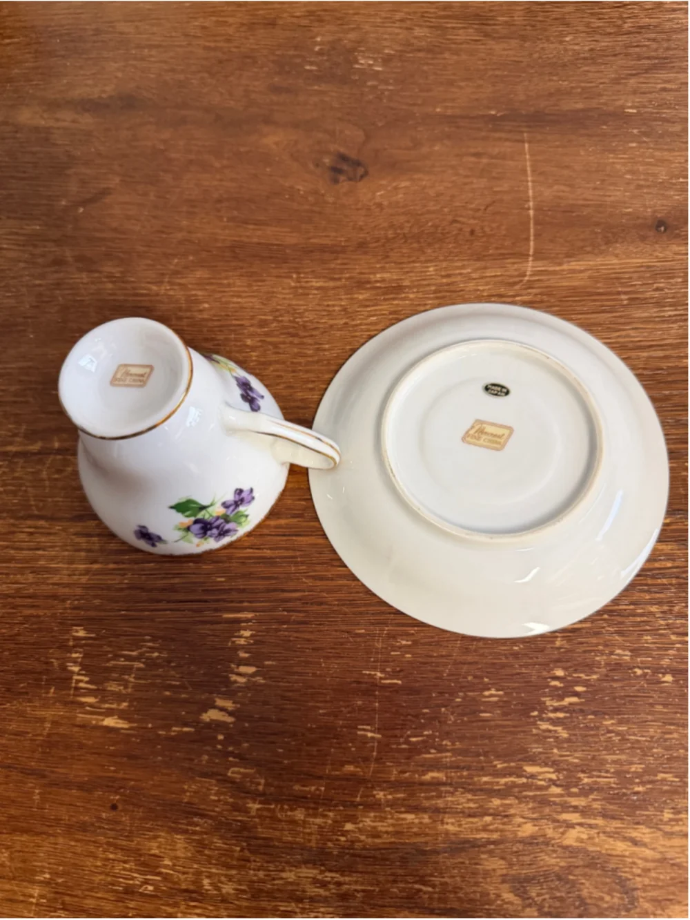 Vintage Norcrest Fine China Japan Purple Violet Teacup & Saucer Gold Trim Tea Cu